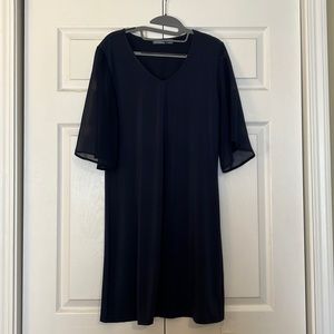 Navy blue dress with sheer sleeves
